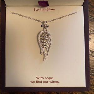 Sterling Silver Hallmark Angel Wing Necklace